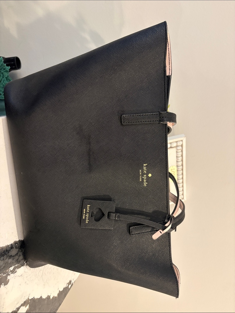 kate spade Black Tote with Light Pink Trim